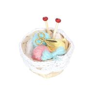 Miniature realistiche per casa delle bambole colorate in miniatura cestino di bambù intrecciato filato palla ornamento per decorazioni per casa delle bambole blu