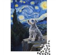 Miniature Schnauzer 1000 Puzzle Con Foto Puzzle in Legno Animal Oil Painting Regali Di Festa Puzzle Natura Puzzle Adulti E Ragazzi Regalo Per Lui E Per Lei +14 Anni 1000pcs (75x50cm)