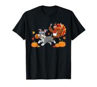 Miniature Schnauzer Turchia Autunno Ringraziamento Donna Uomo Maglietta