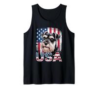 Miniature Schnauzer USA - Bandiera americana patriottica invecchiata Canotta