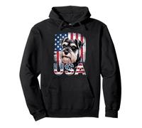 Miniature Schnauzer USA - Bandiera americana patriottica invecchiata Felpa con Cappuccio