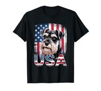Miniature Schnauzer USA - Bandiera americana patriottica invecchiata Maglietta