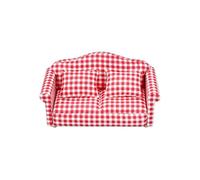 Miniature Sofa | Mini Couch Armchair with Pillow | High Simulation Miniature Realistic Red Plaid Furniture Toy for Kids Adults, Enthusiast Collector