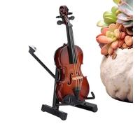 Miniature Violin, Collectible Figurine with Display Stand, Wooden Detailed Desktop Decor for Home, Study Room or Living Room, Handcrafted Musical Instrument, 7x2.3x1cm/13x4.5x1cm/17x4.1x1.9cm