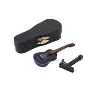 Miniature Wooden Guitar Model 10cm Blue, Musical Ornament Craft for Home Decor, Tabletop Display, Collectible Interior Decoration