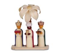 Miniaturfigur Tre Re Magi Base Con Palma Colorato Altezza = 10,5cm Nuovo Legno