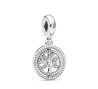 Minibees Charm Pendente Albero della Famiglia Argento Sterling 925, Smalto, Clear, Zirconia Cubica