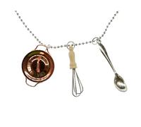 Miniblings 3 di Cucina Kitchen Collana - Gioielli di Moda a Mano Ho Ciondolo Catena Lunghezza: 80cm - Frusta Cucchiaio pentola