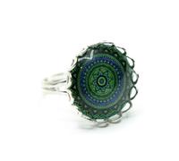 Miniblings Anello cabochon ornamentale con motivo artistico, gioiello alla moda fatto a mano, anello con motivo, taglia unica regolabile, 18mm, vetro, carta, argentato, non noto