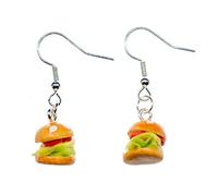 Miniblings cheeseburger orecchini gancio Big Burger Fast Food Kawaii - Gioielli fatto a mano placcati argento I Orecchini