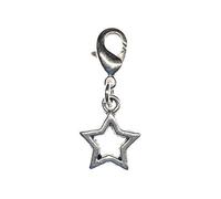 Miniblings Ciondolo a forma di stella, a forma di stella, con bordo in argento, realizzato a mano, alla moda, placcato in argento, ciondolo per bracciale