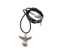 Miniblings Collana con ciondolo a forma di angelo, con angelo custode, realizzato a mano, in pelle, 20mm