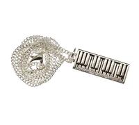 Miniblings Collana con tastiera pianoforte e pianoforte, 45 cm, realizzata a mano, alla moda, placcata in argento, 25mm, Metallo