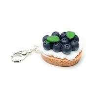 Miniblings Muffin Charm con ciondolo a forma di torta di mirtilli mirtilli e torta, realizzato a mano, gioiello alla moda, ciondolo argentato, ciondolo per bracciale, 22mm, resina sintetica