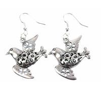 Miniblings piccioni piccioni orecchini orecchini modello piccione uccellino pizzo d'argento - gioielli di moda a mano in argento placcato I Orecchini Orecchini