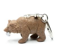 Miniblings Portachiavi a forma di orso, con pesce in bocca, fatto a mano, alla moda, portachiavi, marrone, 51 mm