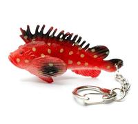 Miniblings Portachiavi a forma di testa di drago rosso, con ciondolo a forma di pesce, colore rosso oceano - fatto a mano, multicolore, 62 mm