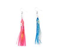Miniblings Seppia Orecchini pendenti a forma di medusa polpo Glibber Fun Festival Glitter - fatti a mano gioielli alla moda I orecchini orecchini argentati, 70mm, gomma