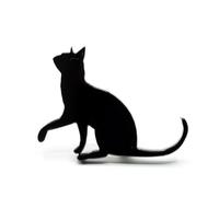 Miniblings Spilla a forma di gatto, in vetro acrilico, a forma di animale seduto, colore nero, gioiello fatto a mano, 43mm, vetro acrilico, non noto