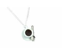 Miniblings Tazza caffè Tazza caffè in Porcellana Collana - Gioielli Moda a Mano Ho Ciondolo Catena Lunghezza: 45cm - caffè Tazza Cucchiaio