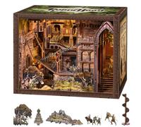 MiniCity Book Nook Kit fai da te in miniatura set fermalibri 3D puzzle in legno con protezione antipolvere per ragazzi e adulti (Robin Hood)