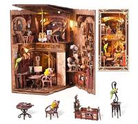 MiniCity Book Nook Kit, Kit casa in miniatura fai da te, 3D Puzzle di legno angolo libro scaffale inserto decorativo Kit modello creatività con luce LED per adulti (Alice in Dreamland)