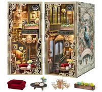 MiniCity Book Nook Kit, Kit di Costruzione di Casa delle Bambole in Miniatura 3D con Angolo Libri e Luci LED per le Stagioni del Caffè