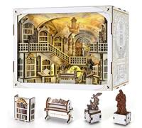 MiniCity Book Nook Kit, kit fai da te in miniatura per casa delle bambole in legno 3D, supporto per libri e libri, decorazione con luce LED per ragazzi e adulti (Library of Gods Max)