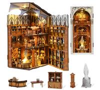 MiniCity Book Nook Kit per adulti fai da te Miniature House con luce per fermalibri Biblioteca Libreria 3D Puzzle Fermalibri in legno per adulti Booknook (Public Library)