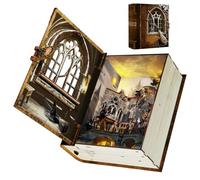 MiniCity Introduzione al Magical Flight Book Nook Kit, Kit casa in | Una miniatura a forma di libro con torre di volo da 154 pezzi con luce LED, puzzle in legno 3D con colla/strumenti; e una