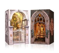 MiniCity Kit 2 in 1 Book Nook, puzzle 3D illuminato a LED, in legno, con inserto per libreria, mini casa delle bambole Diorama, regalo creativo per adulti e ragazzi (Duomo di Mliano e chiesa di San