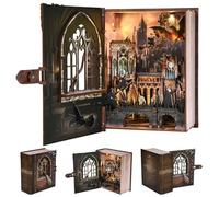 MiniCity Kit Book Nook per scuola di volo magico con LED, modello 3D per | Modello da collezione apribile: chiuso come un libro, aperto come una scena in miniatura a LED; 154 pezzi, 4-6 ore