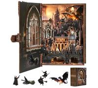 MiniCity Kit Book Nook, puzzle fai da te in miniatura in legno con luci a LED, fermalibri 3D per casa delle bambole per libreria, decorazione regali creativi (introduzione al volo magico)