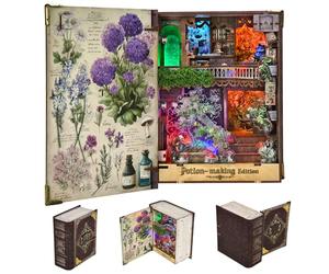 MiniCity Kit fai da te, per case delle bambole in miniatura, decorazione per libro, libreria, case con luci a LED (Potion-Making Edition)