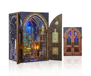 MiniCity Notre-Dame Basilica Book Nook Kit con LED Puzzle in Legno per | Costruisci la Basilica Notre-Dame in 2-4 ore. 125 pezzi, LED, colla e strumento di montaggio per la decorazione della