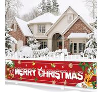 Minicloss Banner natalizio decorazione 180 x 30 cm, rosso, da appendere per interni ed esterni, balcone