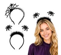 Minicoco 2 fasce per capelli di Halloween, fascia per capelli con ragno per | Accessorio per Halloween, fascia per capelli con ragnatela nera, copricapo per costume