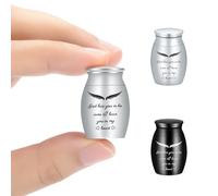 Minicremation 2 Set di urne per ceneri umane, piccole urne di cremazione Keepsakes per ceneri Super Mini urne per ceneri umane in acciaio inox Memorial Cenere Holder (God-Silver-Black)