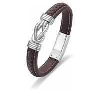 Minicremation Braccialetto in pelle intrecciata con urna per ceneri in acciaio inox, braccialetto commemorativo per ceneri per cani umani e gatti, regalo ricordo, 20 cm, Pelle, Nessuna pietra preziosa