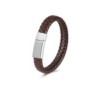Minicremation Braccialetto per cenere con urna gioielli per cremazione per donne e uomini, bracciale da polso in pelle intrecciata, bracciale memoriale con manopola a polsino, 24cm/9.44in, Acciaio