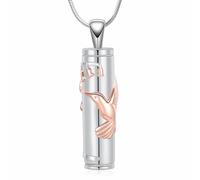 Minicremation Colibrì Cremazione Gioielli per Ceneri Cilindro Fiore Urna Collana per Ceneri Funerale Memoriale Urna Medaglione Ciondolo per le Donne, 1.18"*0.39", Metallo, non
