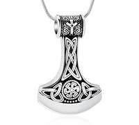 Minicremation Collana con ciondolo a forma di ascia vichinga, gioiello per cremazione, per donne e uomini, con ascia vichinga, martello commemorativo, Acciaio inossidabile, Nessuna pietra preziosa