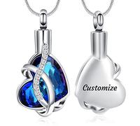 Minicremation Collana con ciondolo a forma di cuore con urna in cristallo per ceneri dei propri cari Always in my heart gioielli per ceneri ricordo urna in metallo, non, Acciaio inossidabile, non