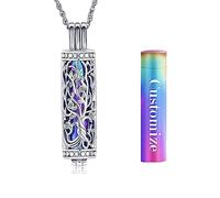 Minicremation Collana con ciondolo urna cremazione con fiala cilindrica cava, urna per cremazione, gioielli commemorativi per ceneri per donne e uomini, Acciaio inossidabile
