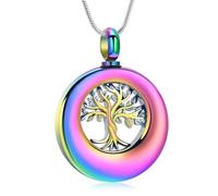 Minicremation Collana con urna a forma di albero della vita, in acciaio inox, con ciondolo per ceneri con ciondolo per ceneri, Acciaio inossidabile, Nessuna pietra preziosa
