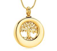 Minicremation Collana con urna a forma di albero della vita, in acciaio inox, con ciondolo per ceneri con ciondolo per ceneri, Acciaio inossidabile, Nessuna pietra preziosa