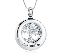 Minicremation Collana con urna a forma di albero della vita, in acciaio inox, con ciondolo per ceneri con ciondolo per ceneri, Acciaio inossidabile, Nessuna pietra preziosa
