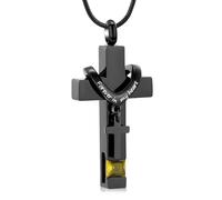 Minicremation Collana con urna a forma di croce per ceneri per donne e uomini, ciondolo commemorativo con pietra portafortuna per ceneri umane e animali domestici, one size, Acciaio inossidabile, Non