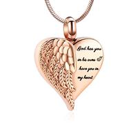 Minicremation Collana con urna a forma di cuore per ceneri ali d'angelo gioielli per cremazione per donne e uomini ricordo commemorativo gioielli per ceneri Always in my Mind Forever in my Heart