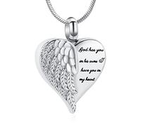 Minicremation Collana con urna a forma di cuore per ceneri ali d'angelo gioielli per cremazione per donne e uomini ricordo commemorativo gioielli per ceneri Always in my Mind Forever in my Heart